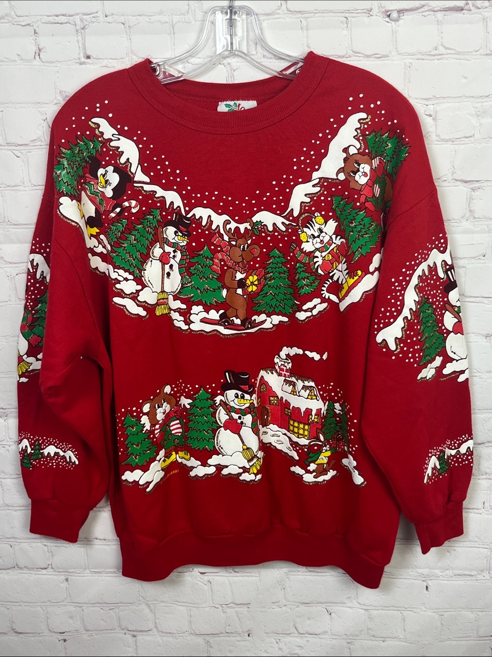 Vintage 1993 Nutcracker Christmas Snowman Reindeer Sweatshirt Size Medium